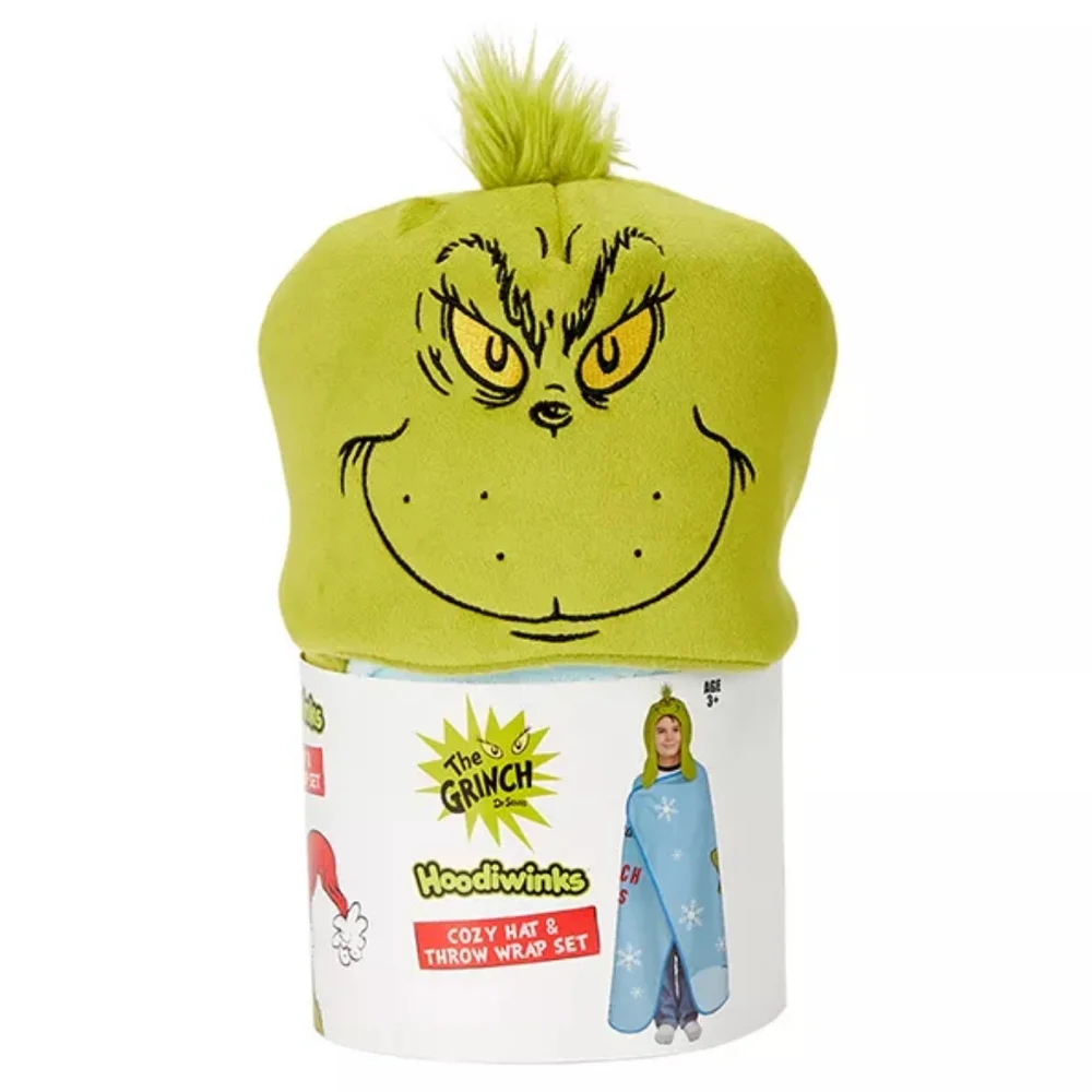 NEW The Grinch Green Hat & Throw Set, 60